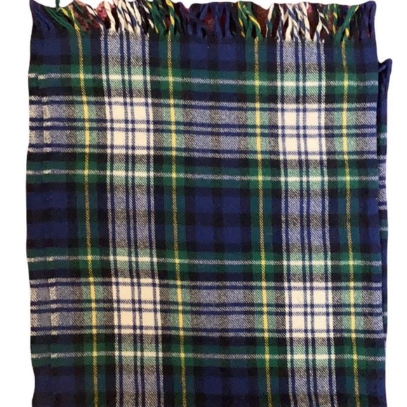 Plaid Blue, Green, White and Yellow Blanket